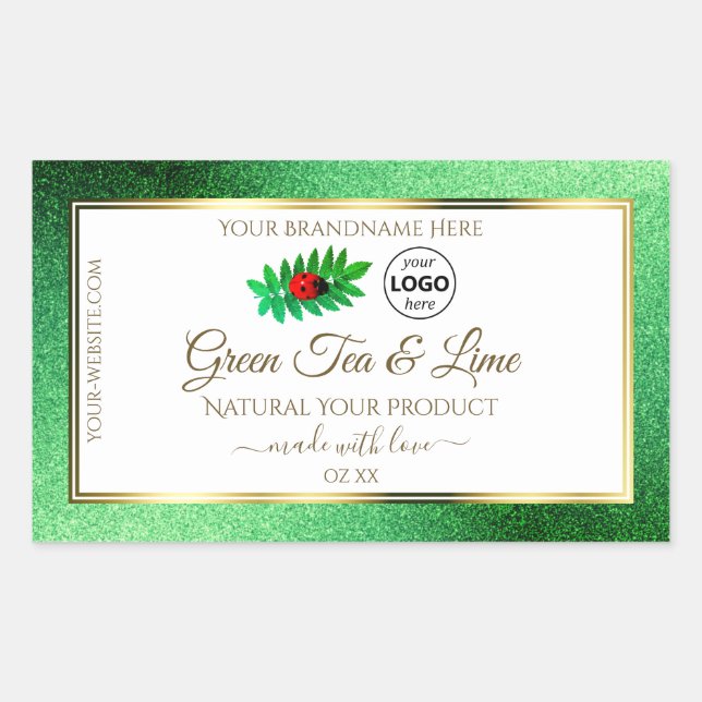Parties scintillant verte Blanc Étiquettes de prod (Devant)