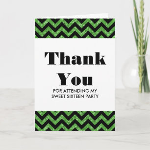 Parties scintillant verte Chevron Sweet 16 Cartes