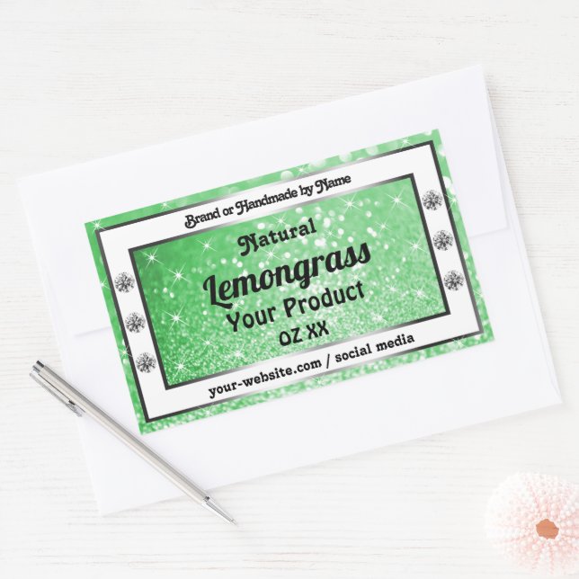Parties scintillant verte Emerald avec Étiquettes  (Enveloppe)