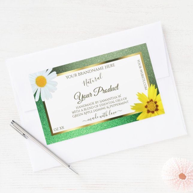 Parties scintillant verte florale Étiquettes de pr (Enveloppe)