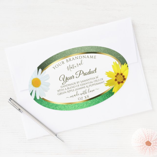 Parties scintillant verte florale Étiquettes de pr (Enveloppe)