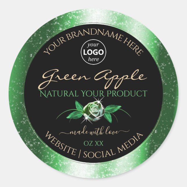 Parties scintillant verte noire Étiquettes de prod (Devant)