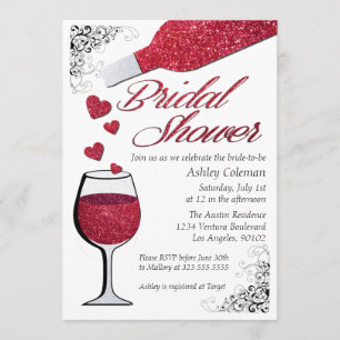 Parties scintillant Vin Nuptiale Douche Invitation