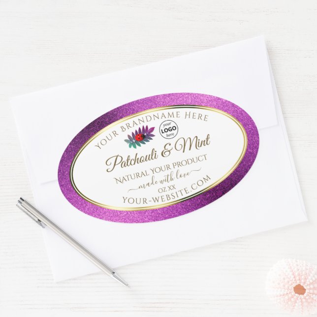 Parties scintillant violet blanc Étiquettes de pro (Enveloppe)