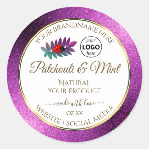Parties scintillant violet blanc Étiquettes de pro