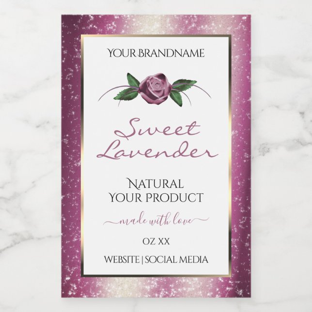 Parties scintillant violet blanc produit Étiquette (Étiquettes simples)