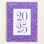 Parties scintillant violet coloré Personnalisé 202<br><div class="desc">Fun violet - si violet - et lavande faux parties scintillant brillent arrière - plan sur un nouveau classique luxueux et non daté planificateur pour 2025 avec nom personnalisé ou titre de sujet de planificateur à l'intérieur d'un carré sur la couverture frontale.</div>
