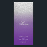 Parties scintillant violet et argent - Menu<br><div class="desc">⭐ ⭐ ⭐ ⭐ 5 Star Review. Menu Dîner prêt pour vous à personnaliser. Présenté dans un design de parties scintillant moderne violet et argent faux. Idéal pour un mariage, anniversaire, anniversaire, cravate noire, fête de bureau, etc... Des produits correspondants sont disponibles - 📌 Si vous avez besoin d'une personnalisation...</div>
