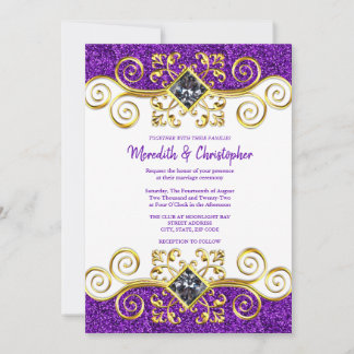 Parties scintillant violet Faire-part de mariage e