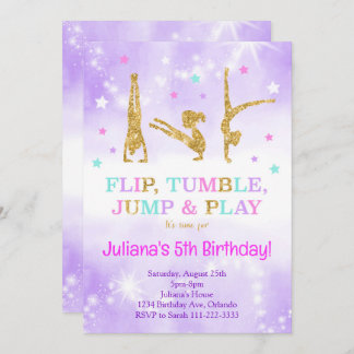 Parties scintillant violet Gymnastique Invitation