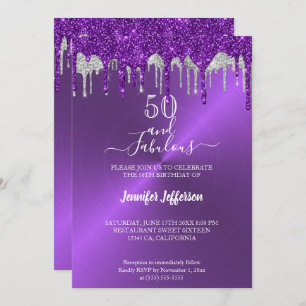 Parties scintillant violet métallique Invitation d