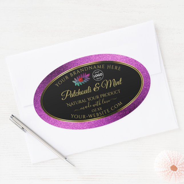 Parties scintillant violet noir Étiquettes de prod (Enveloppe)