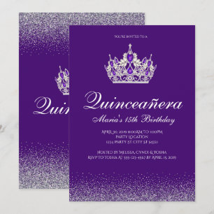 Parties scintillant violet Quinceanera Invitations