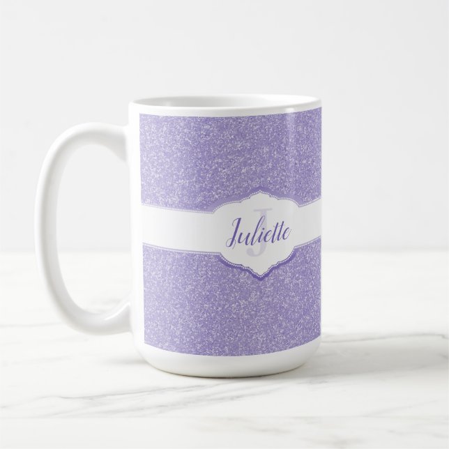 Parties scintillant violette Monogramme Café Mug (Gauche)