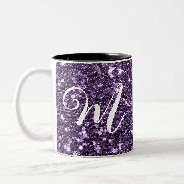 Parties scintillant violette personnalisée Mug à d (Gauche)