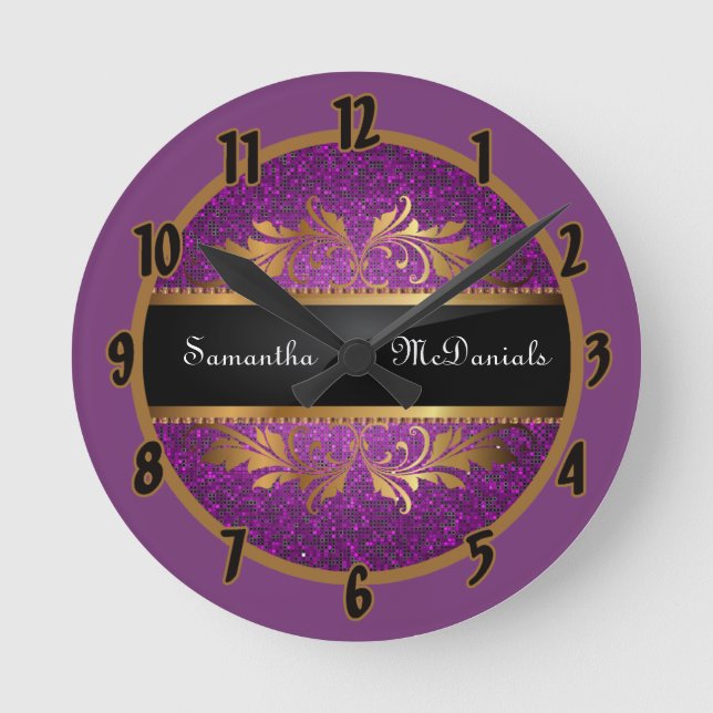 Parties scintillant violette Sequin Disco Horloge  (Recto)