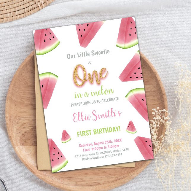 Parties scintillant Watermelon Invitations d'anniv (Glitter Watermelon Birthday Invitations)