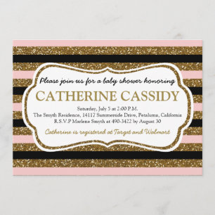 Parties scintillantes d'or, invitation de baby