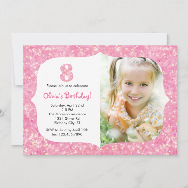 Parties scintillantes invitation de huit (Devant)