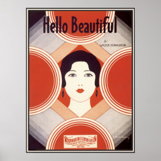 Partition Art Déco vintage Musique Bonjour Belle