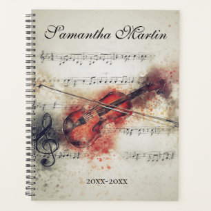 Partition de violon élégante aquarelle