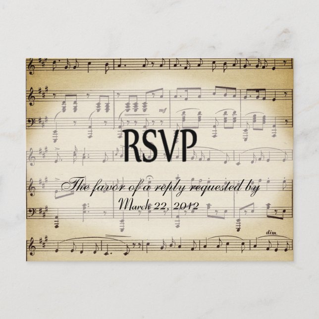 Partition Musique RSVP Diner Choix Carte Postale (Devant)