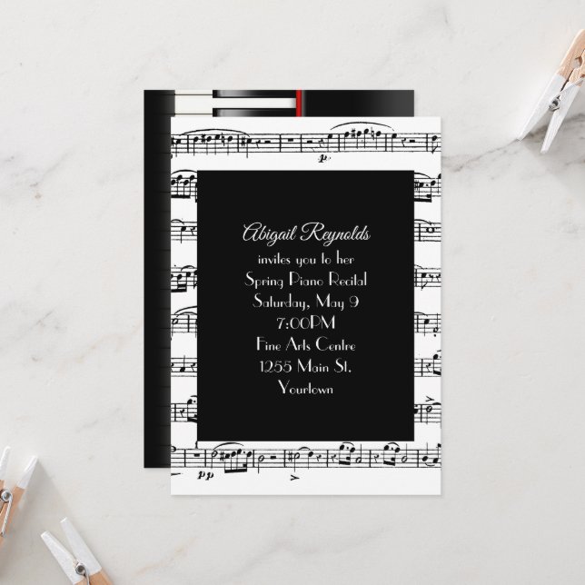 Partition pour piano Considérant Invitation (Devant/Arrière en situation)