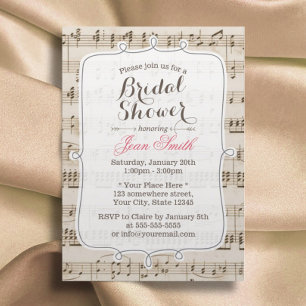 Partition vintage Invitations de douche nuptiale