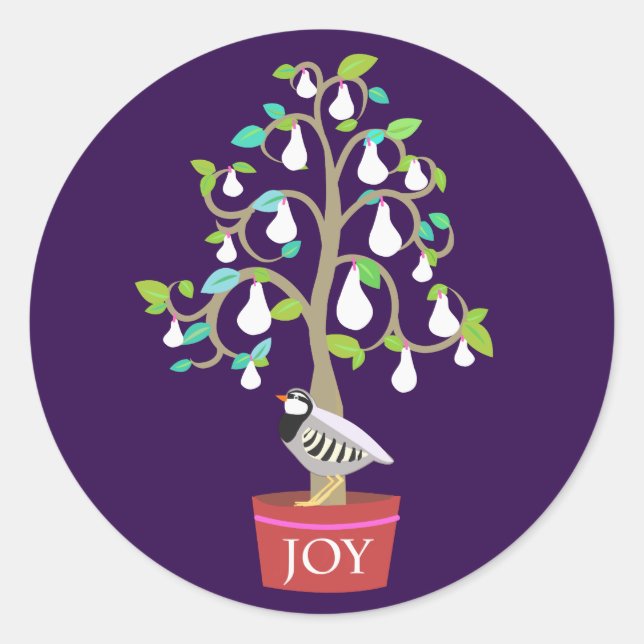 Partridge dans un autocollant à poires (Devant)