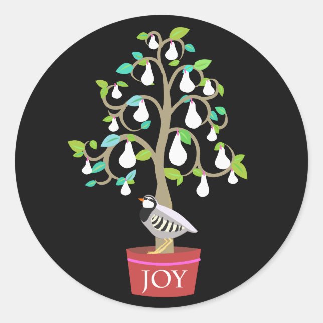 Partridge dans un autocollant à poires (Devant)