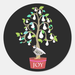 Partridge dans un autocollant à poires