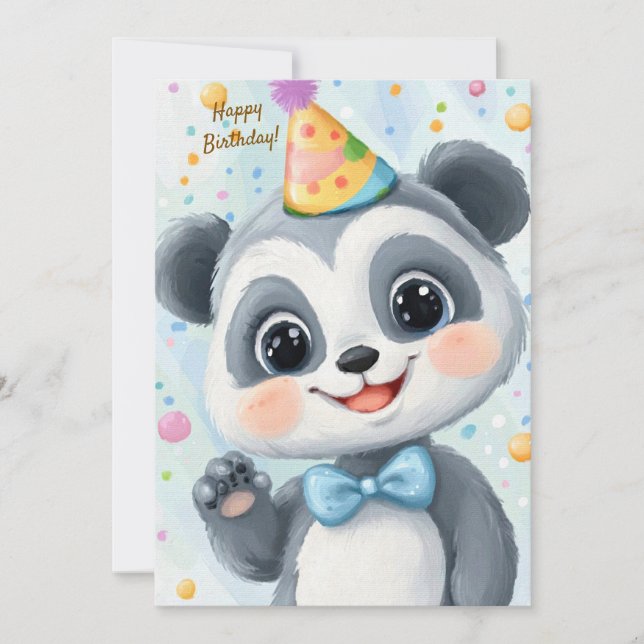Party Cute Animal Birthday Invitation Panda (Devant)