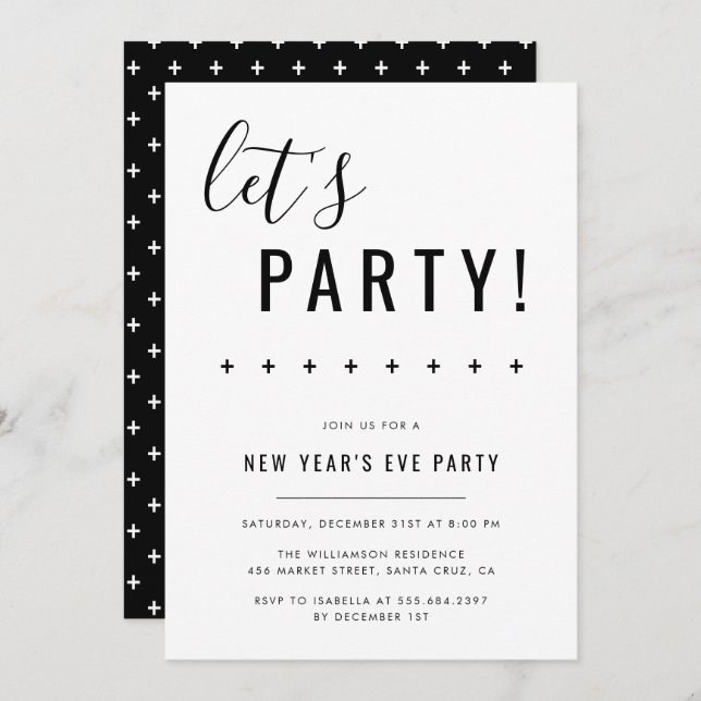 Party ! Invitations de partie de réveillon de la (Devant / Derrière)