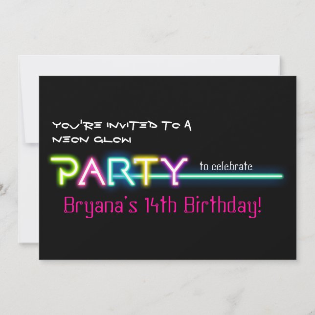 PARTY Neon Lights Rave Club Invitation (Devant)