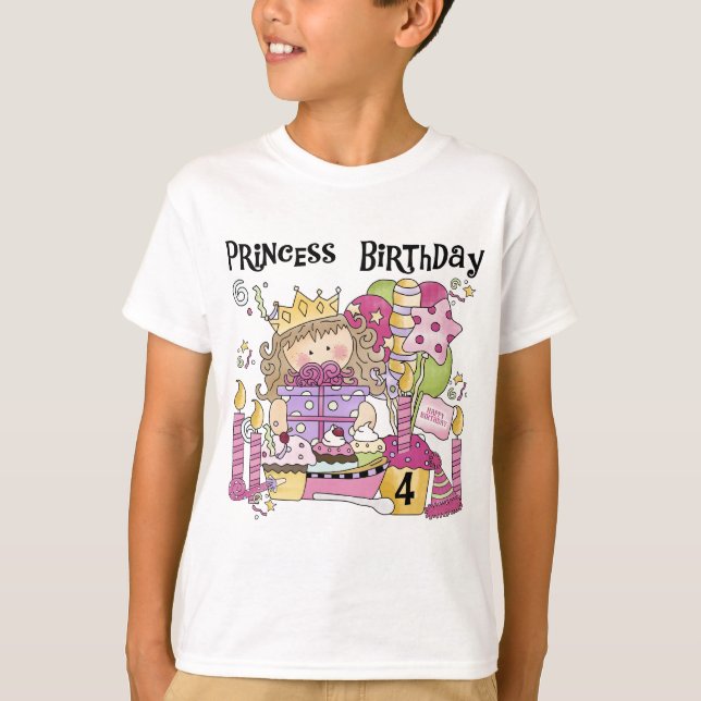 Party Princess 4th Birthday Tshirts et cadeaux (Devant)