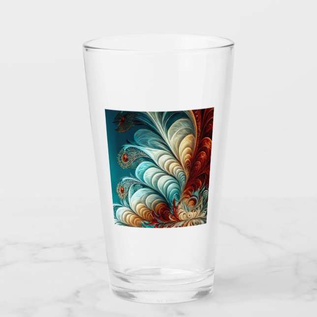 Paruline en verre à plumes fractales (Devant)