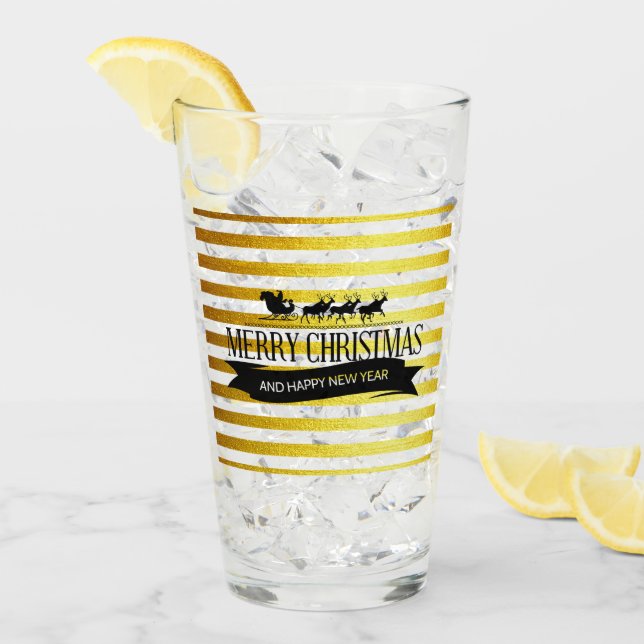 Paruline en verre rayé de Noël or (Devant glace)