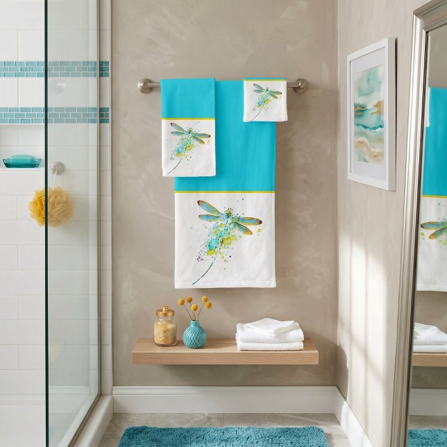 Parure de serviettes de bain Libellule sarcelle éc (Créateur téléchargé)