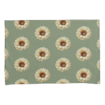 Parure de taie d'oreiller fleurie Tournesol Vert S