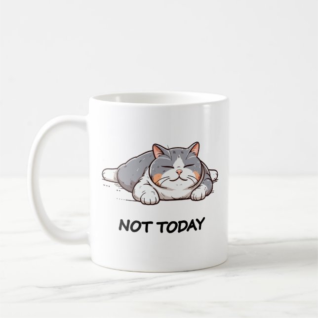 Pas aujourd'hui Mug | Sleeting Funny cat (Gauche)