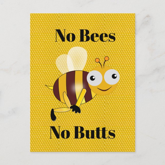 Pas d'abeilles Pas de boutons Carte postale (Devant)