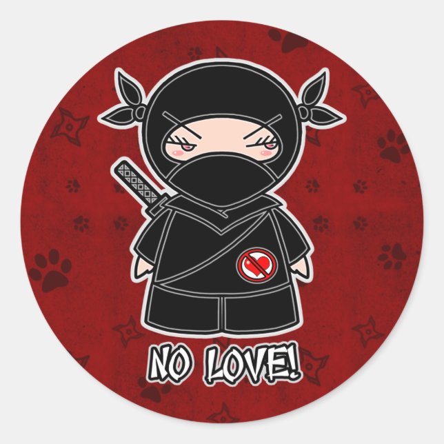 Pas d'Amour ! Ninja En Sticker Rouge (Devant)