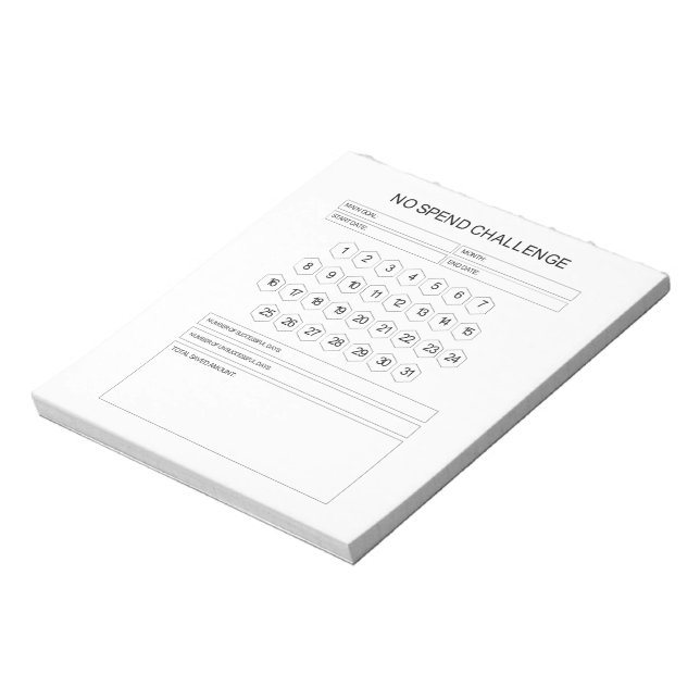 Pas de Bloc-notes Défi Dépense (Tourné)
