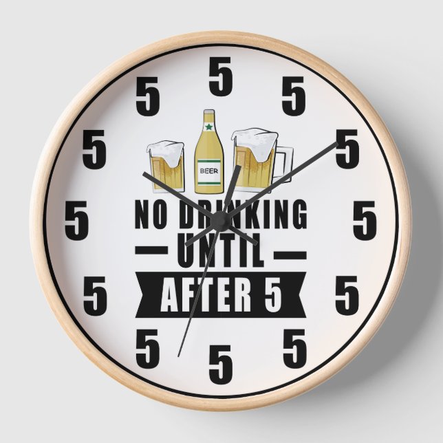 Pas de boisson jusqu'après 17h - Horloge drôle (Recto)