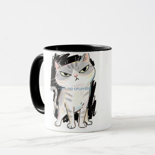 "Pas de miettes" Sassy Cat Mug (Devant gauche)