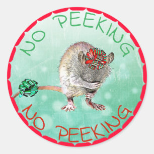 Pas de pékin, souris de Noël, étiquette cadeau