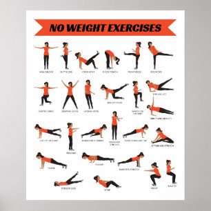 Pas d'exercice de poids Poster Fitness - Orange