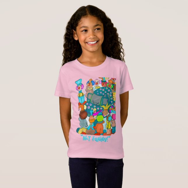 Pas drôle ! T-shirt rose fille (Devant entier)