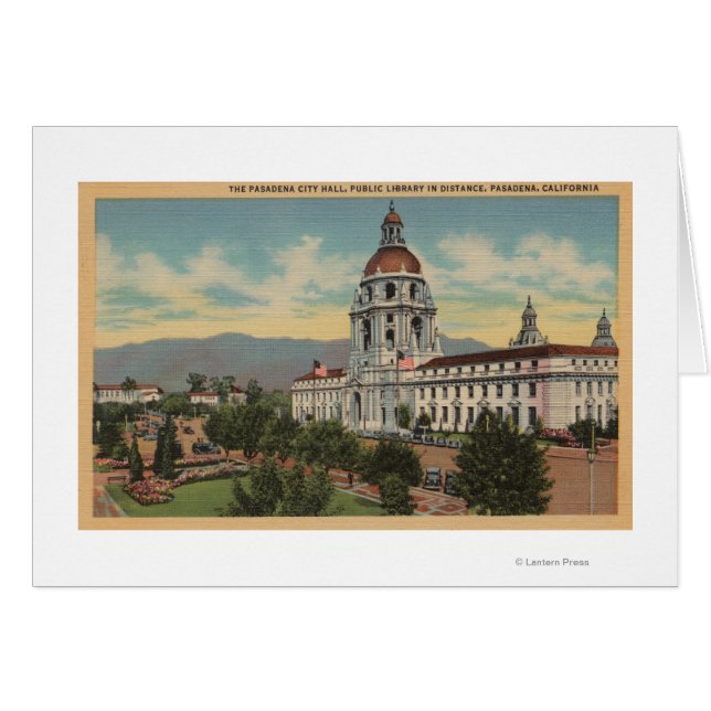 Pasadena, CA - Vue de l'hôtel de ville et de la bi (Devant horizontal)