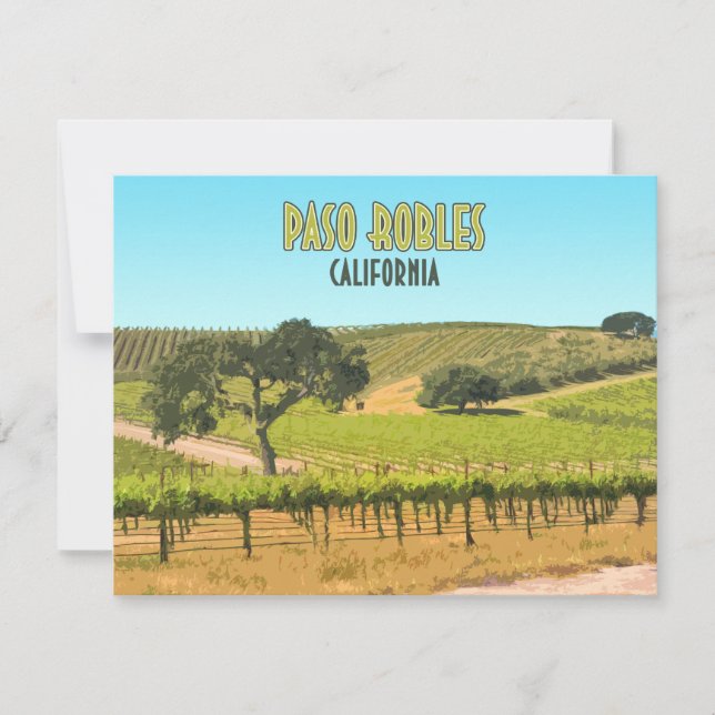 Paso Robles California Vineyard Carte Vintage Plat (Devant)